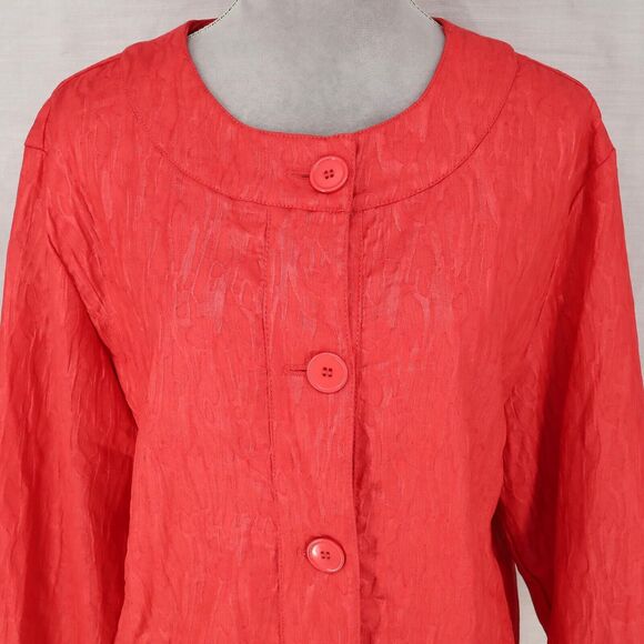 Chicos Jacket 3 Womens XL 16 Orange Brocade Lined Blazer Whimsy Career Office - Picture 7 of 15